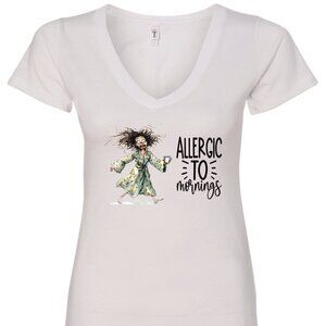 Allergic To Mornings V-Neck T-Shirt | Many Colors